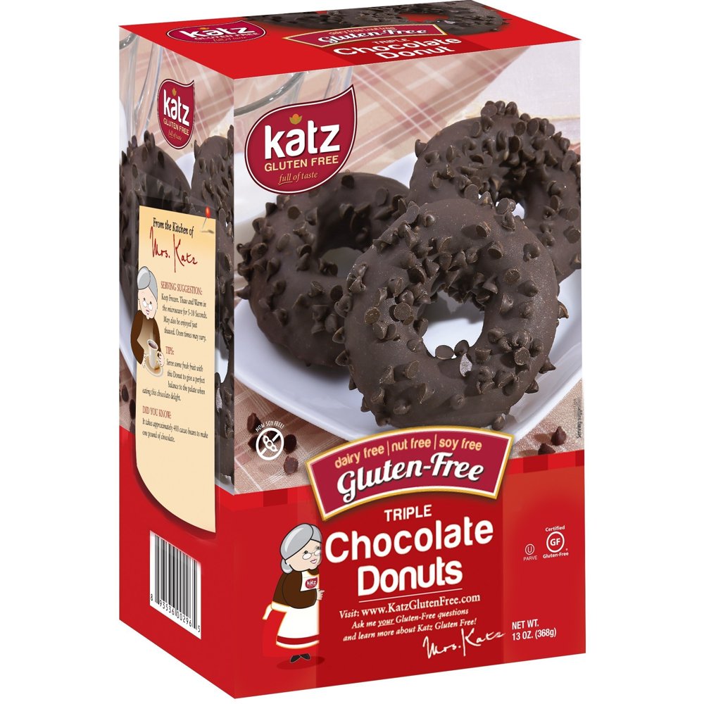 Katz Gluten Free Triple Chocolate Donuts (1 Pack of 6 Donuts, 13 Ounce Each) Dairy Free, Nut