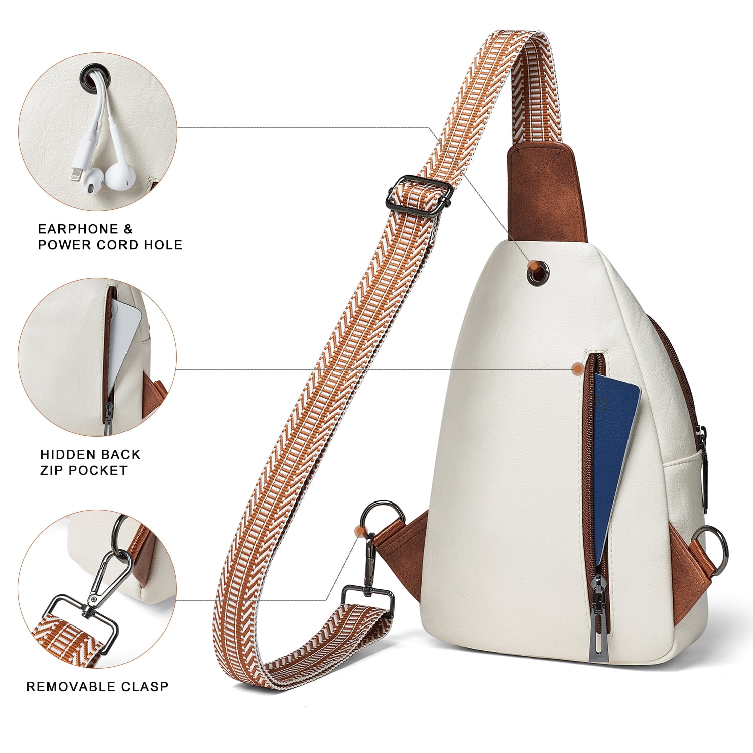 7L Crossbody Sling Bag, Anti-Theft Travel Chest & Belt Bag for Women and Men, Faux Leather