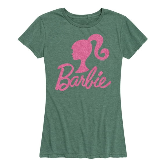 Barbie - Pink Glitter Silhuoette Logo - Women's Short Sleeve Graphic T-Shirt