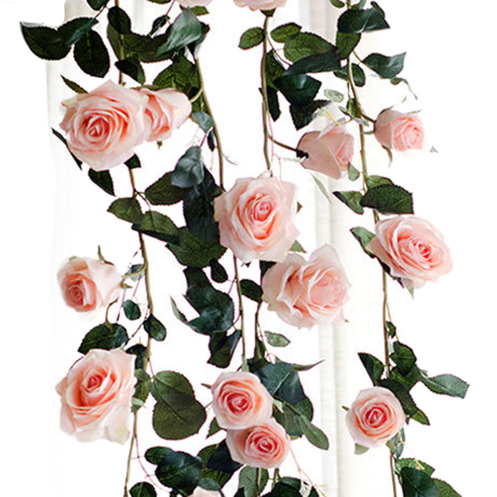 Best Artificial 7ft Pink Silk Rose Ivy Garland Hanging Bud String Flower wedding 