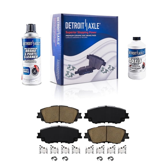 Detroit Axle - 4pc Front Brake Pads for Toyota Avalon Camry RAV4 Venza C-HR Corolla Cross Lexus ES250 ES300h ES350 UX200 UX250h UX300h, Ceramic Brake Pads w/ Hardware Replacement