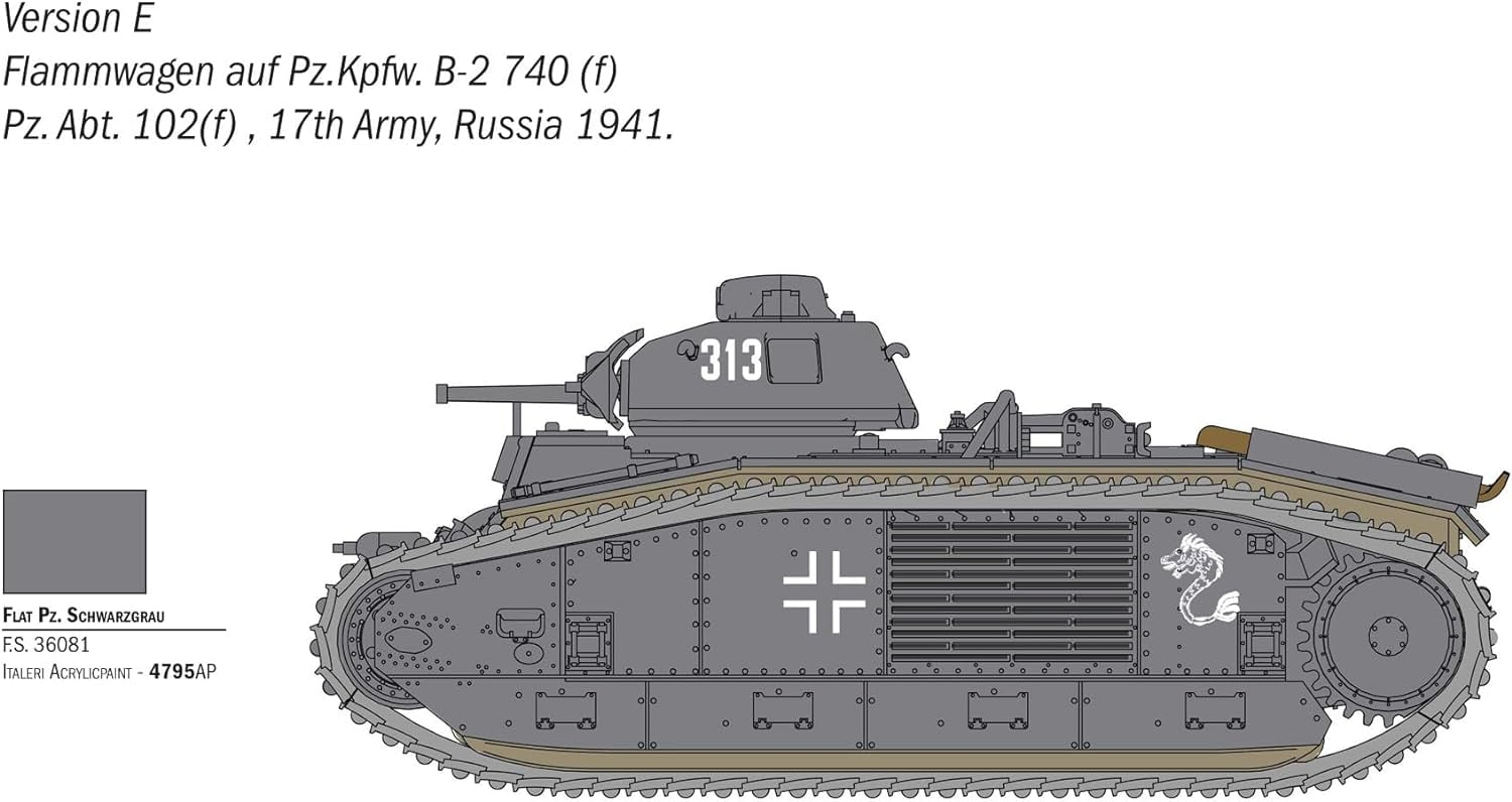 Italeri 25766 1:56 Char B1 Bis Model Building Kit, Stand Model Building, Crafts, Hobby, Gluing,
