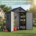 thumbnail image 2 of ZYJOYY Resin Outdoor Storage Shed 6' x 4.4', Plastic Storage Shed with Floor & Window for Backyard, Garden Tools, Lawn Mower & Outdoor Storage,Dark Grey, 2 of 9