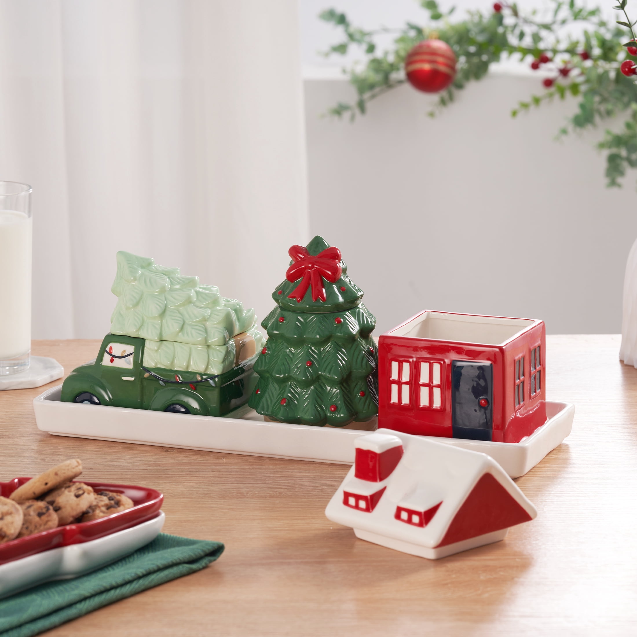 Holiday Time Ceramics Holiday Icons Treat Jars, Set of 3