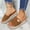 Brown, variant on Women's Denim Open Toe Single Strap Wedge Slide Sandals Metal Plate Decor Espadrille Braided Edge Platform Sandals for Summer Daily Brown,41