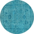 thumbnail image 1 of Ahgly Company Indoor Round Oriental Light Blue Industrial Area Rugs, 5' Round, 1 of 4