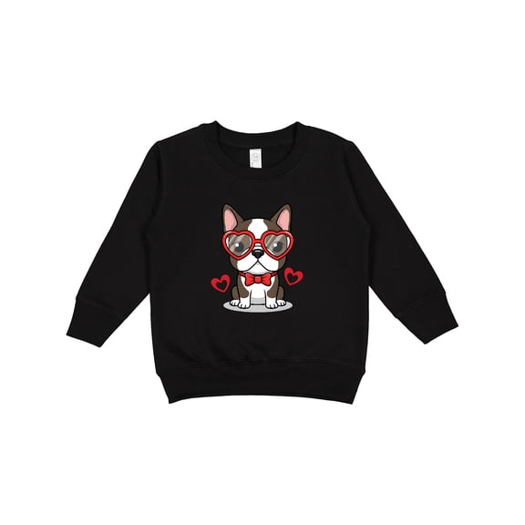 Inktastic Boston Terrier Valentine Heart Toddler Sweatshirt