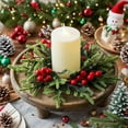 thumbnail image 6 of Christmas Candle Ring Garland with Red Berries & Eucalyptus | Winter Holiday Table Centerpiece | Hanging Decor for Kitchen Cabinet & Mantel | 1 Piece, 6 of 9