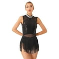 thumbnail image 3 of Women Sequins Fringed Latin Dance Costume Sleeveless Flowy Tassel Leotard Dress For Tango Cha-Cha Samba Dancewear Jumpsuit, 3 of 6