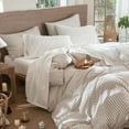 thumbnail image 6 of MooMee 100% Washed Cotton Sheet Set King Linen Like Textured Breathable Durable Soft Comfy 4pcs (Off White), 6 of 6
