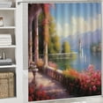 thumbnail image 6 of Fenyluxe Flowers Lake House Printed Shower Curtain Decor Polyester Home Bathroom Decoration with Hooks 60x72, 6 of 7
