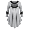 thumbnail image 1 of Camiseta Asimétrica Recortada Dos Tonos Tamaño Plus Rosegal  Mangas largas de talla grande, 1 of 5