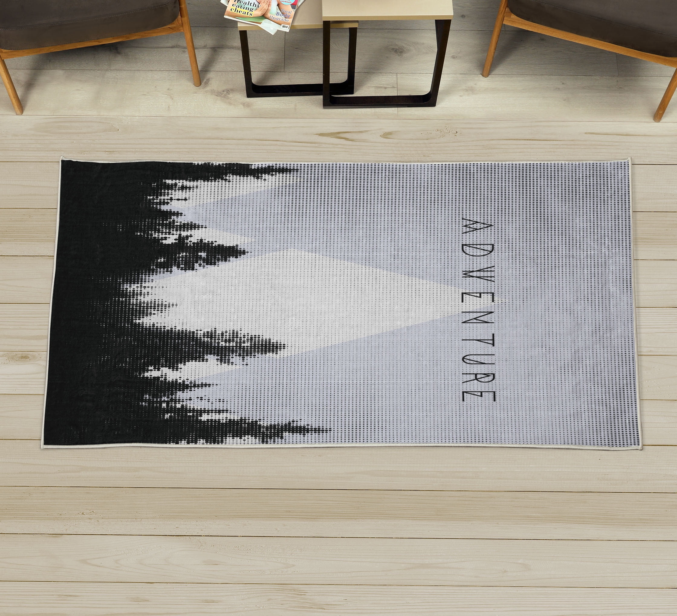 Adventure Decorative Rug, Forest Halftone Effect Hipster Typography ...