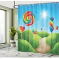 thumbnail image 4 of Ambesonne Fantasy Shower Curtain, Candy Land Lollipops, 69"Wx70"L, Green Blue Red, 4 of 4