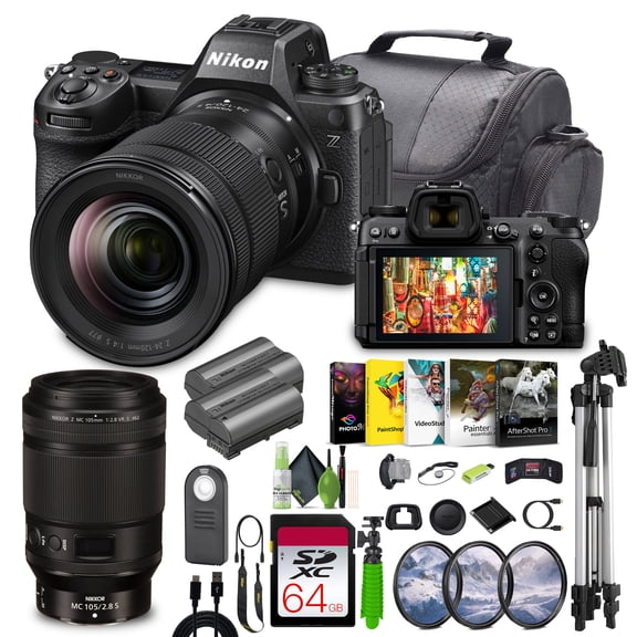 Nikon Z6 III Mirrorless Camera with 24-120mm & 105mm Macro Lenses, 24.5MP Full Frame Bundle with 64GB Card & Accessories (International Model)