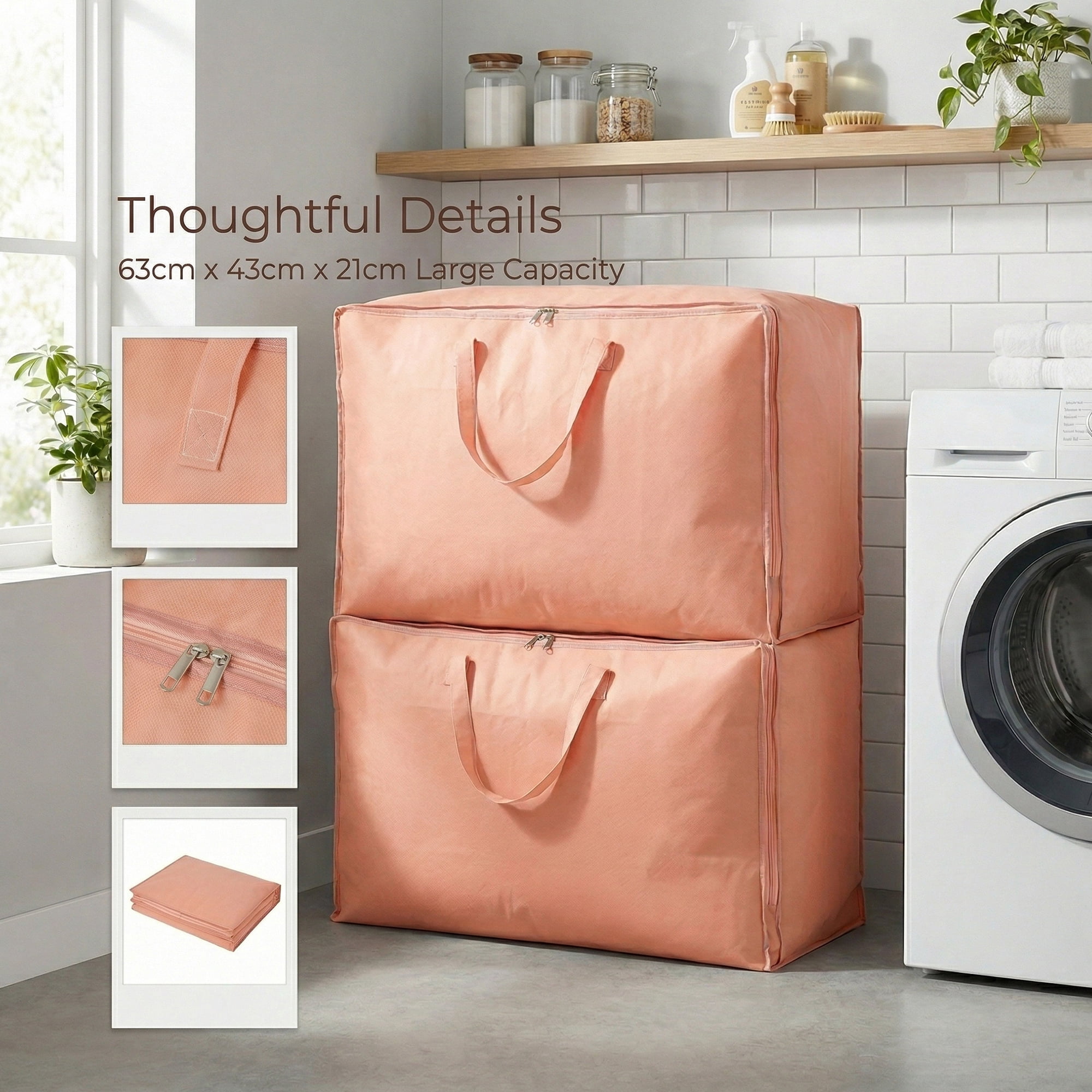 Unique Bargains Clothing Storage Bag Organize Bedroom and Closet Pink 24.8"x16.9"x8.3"