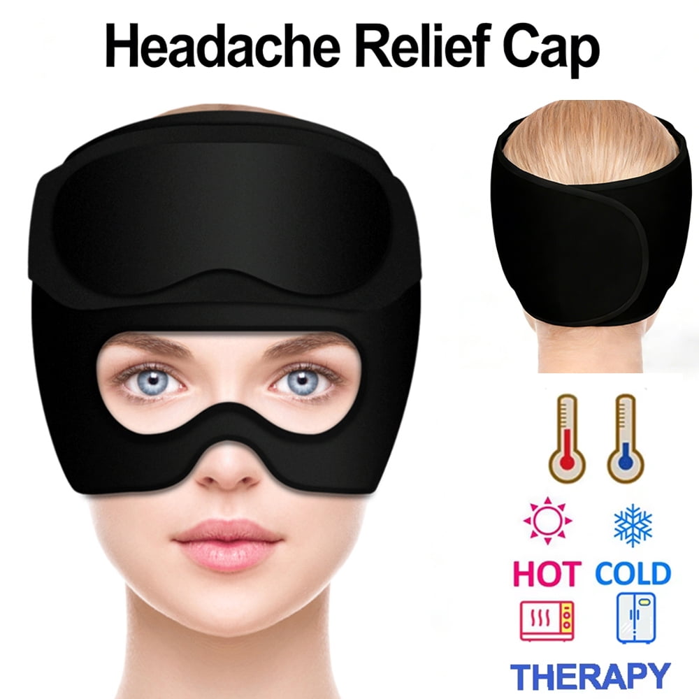 Solid Gel Cap for Hot or Cold Compress, Eye Ice Mask for Sleep and Headache Relief, Reusable Cooling Hat for Pressure and Sinus Comfort