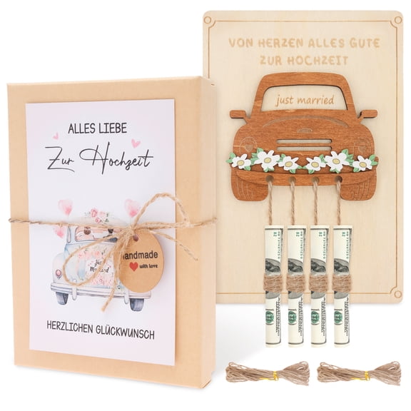 Wedding Card Money Holder Exquisite Wood Wedding Congratulations Card with Money Holder for Party Engagement Anniversary