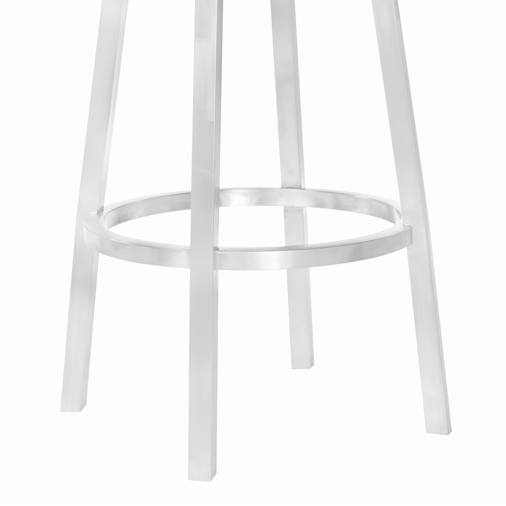 Armen Living Balboa 26” Counter Height Barstool in Brushed Stainless Steel/Vintage Grey Faux Leather