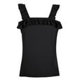 thumbnail image 2 of DuoJiaJ Womens Cute Sleeveless Tank Tops Ruffle Strap Neck Blouse Solid Color Knitted Camisole Cotton Tank Tops for Women, 2 of 5