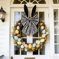 thumbnail image 2 of 16" Bunny Ears Wreath Bow, Rustic Buffalo Plaid Fabric Bow for Easter & Spring Decor, Indoor Outdoor Decoration for Front Door, Wall, Wreath and Party Crafts, 2 of 5