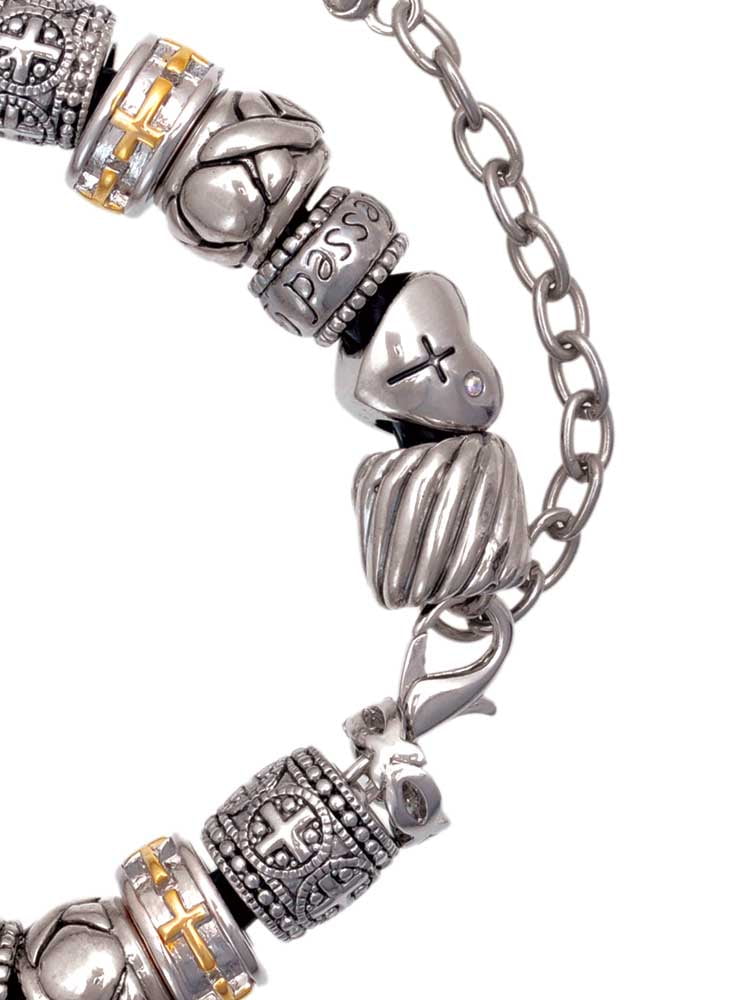 Silvertone Equestrian Horse Silver Tone Christian Bead Bracelet