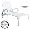 thumbnail image 4 of Luccalily Lounge Chairs for Outside, Chaise Lounge Outdoor Pool Tanning Chairs Cast Aluminum with Adjustable Backrest and Moveable Wheels, White, 4 of 6