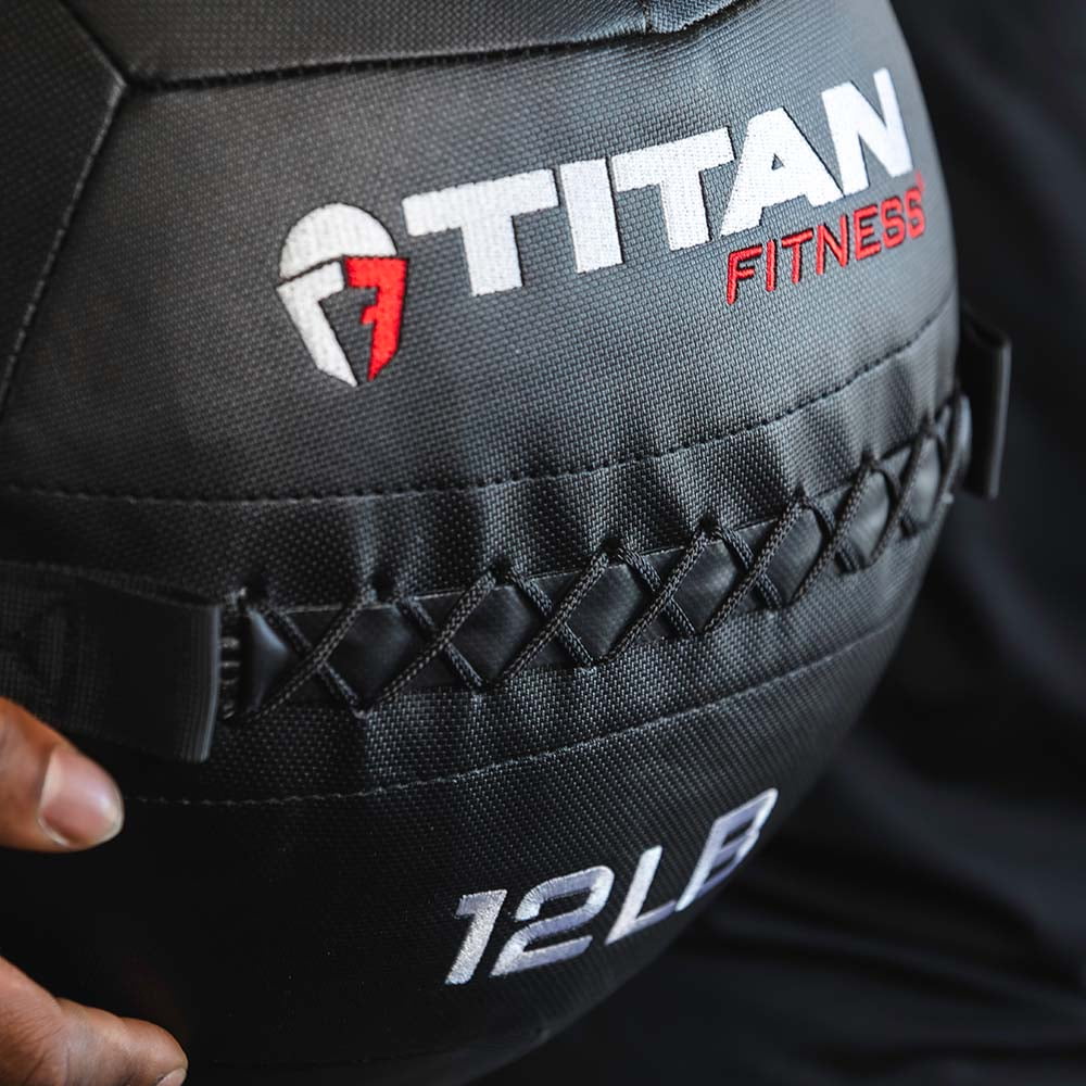 Titan Fitness 12 LB Composite Wall Ball, Soft Shell Poly-Composite Laminate Cross Texture