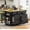 Black, variant on DTTRA 51" Kitchen Island with 6 Drawers & Pull-Out Trash Cabinet, Drop Leaf & Power Outlet, White