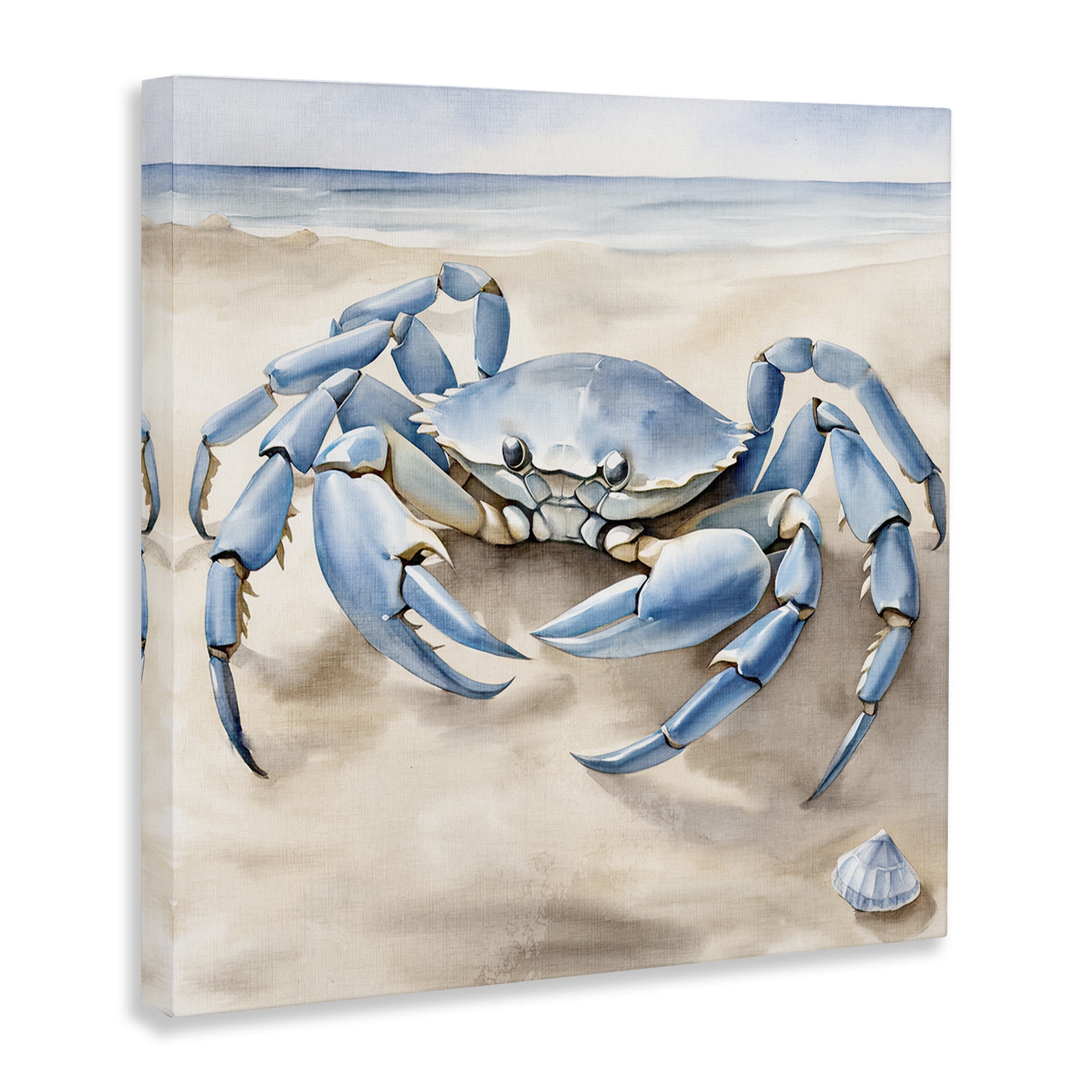 Stupell Industries Blue Crab on Beach Animals & Insects Painting Gallery Wrapped Canvas Art Print Wall Art, 24 x 24