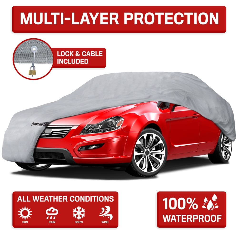 2 Layer Heavy Duty Waterproof Car Cover Cotton Lining Scratch Proof Large Size L 