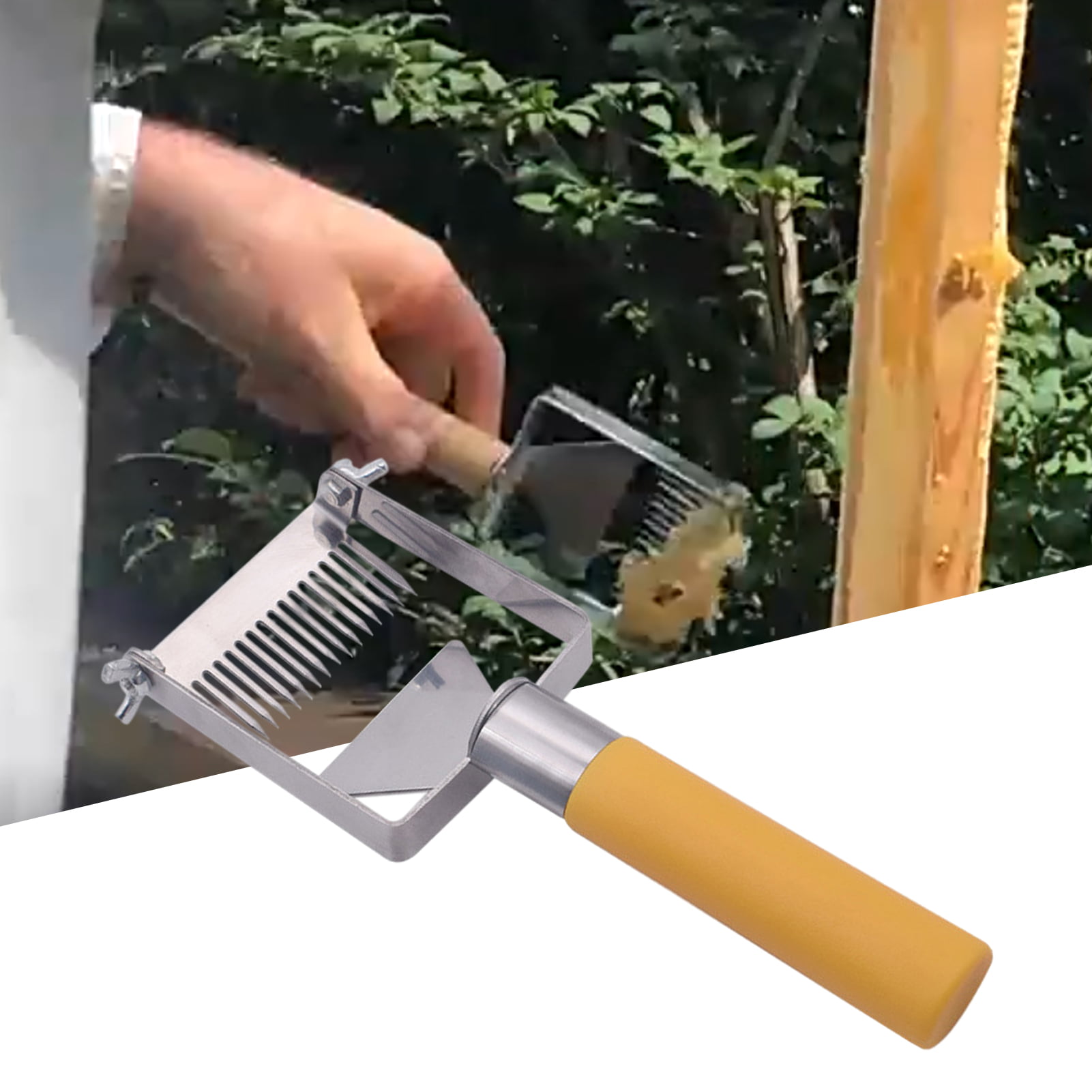 Honey Uncapping Fork Comb Wooden Handle Scraper Honeycomb Tool Needle Sparse Bee 
