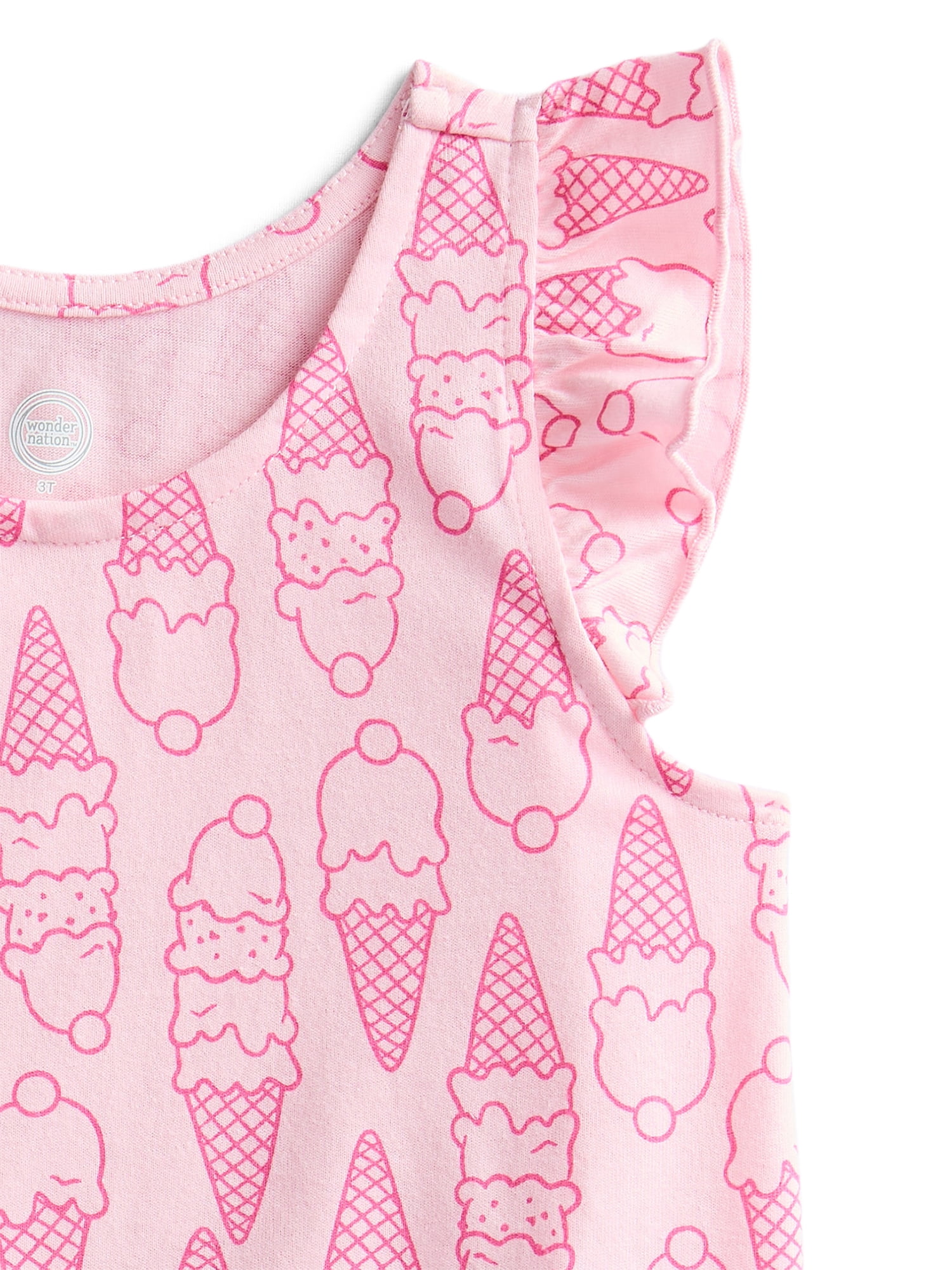 Wonder Nation Toddler Girls Printed Tank Top with Ruffle Sleeves, Sizes 18M–5T
