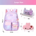 thumbnail image 2 of Mochila Jcobvig Kawaii para niñas y niños, escuela, con bolsa para bolígrafos, color morado, 2 of 9