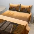 thumbnail image 2 of Ambesonne Nature Fitted & Top Sheet Set with Shams, Foggy Day Fall Forest, Orange Brown, 2 of 8