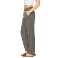 thumbnail image 2 of Cali1850 Women's Casual Relaxed Fit 29" Inseam Drawstring High Rise Smocked Linen Pants For Lounge And Beach Wear, 2 of 7