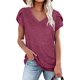 thumbnail image 1 of Camisetas informales con manga de pétalos de verano con cuello en V para mujer, 1 of 5