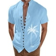 thumbnail image 1 of Camisas De Franela Para Hombre Camisa de vacaciones en la playa Camisa de cuello con botones en los puños para hombre (Blue, M), 1 of 4