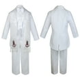 thumbnail image 3 of Baby Boy Christening Baptism Formal White Tail Suit Silver Gold Maria on Stole Sm-20, 3 of 4
