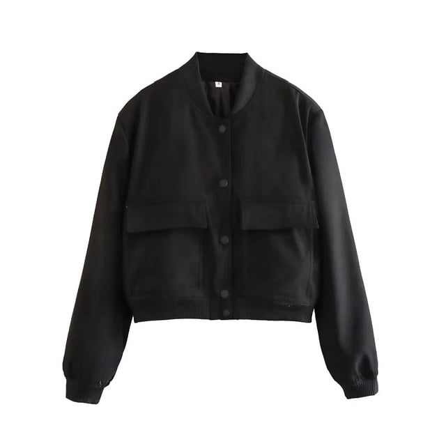 TRAF-chaqueta Bomber para mujer, abrigo corto de manga larga con botones, color blanco, a la moda, otoño e invierno, 2023