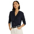 thumbnail image 1 of Lauren Ralph Lauren Ruffle-trim Stretch Jersey Shi French Navy Medium, 1 of 4