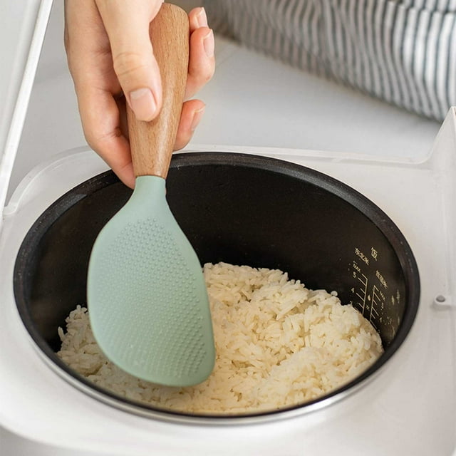 Cuillère à Riz en Silicone de Qualité Alimentaire à Manche en Bois, Résistante à la Chaleur, Antiadhésive, Chargeurs de Table, Petite Table à Manger, Ensemble pour 4, Sarcelle, Petite Table Sarcelle, Ensemble de Salle à Manger, Table et 4 Chaises, Ensemble de Table Ronde Ronde pour 2