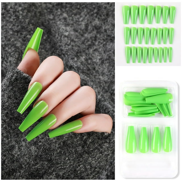 Uñas postizas a presión, regalo para mujer, 24 uñas postizas largas de cobertura completa, puntas de ataúd, manicura artística de bailarina, pegatinas para uñas.