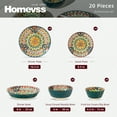thumbnail image 5 of Homevss Boho 20 Pieces Dinnerware Sets, Plates and Bowls Set, Porcelain Dishes Set for 4, Microwave and Dishwasher Safe, Scratch Resistant, Bohemian Style Dining Ware, Green, 5 of 9