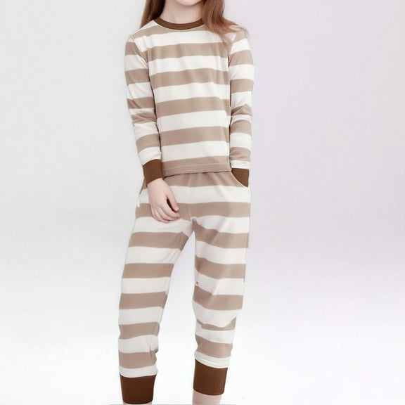 BOOMNY Baby Girls 2 Peice Pajamas Sets Striped Long Sleeve Sleepwear Tops Pants Pjs Set for Kids Cozy Loungewear Homewear