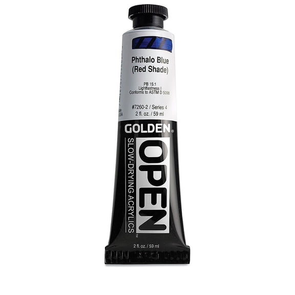 Golden Open Acrylics - Phthalo Blue (Red Shade), 2 oz Tube