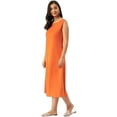 thumbnail image 2 of eloria Women Tunic Top Maxi Sleevless Round Neck Casual Dress Color : Orange Size : S, 2 of 6