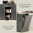 thumbnail image 6 of LAZY BUDDY 53" Large Kitchen Island w/ Trash Can Storage Cabinet, Wooden Stationary Storage Pantry for 13 Gallon Garbage Bin with Drawer, Adjustable Double Door Cabinet, 3 Layer Open Side Racks, Gray, 6 of 9