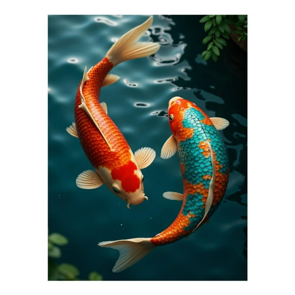 Diamond Art Kit for Adults, Colorful Koi Fish In Water Diamond Painting for Adults Beginners, DIY Diamond Art Painting Kits, 5D Diamond Painting Crafts for Home Decor 12x16 Frameless