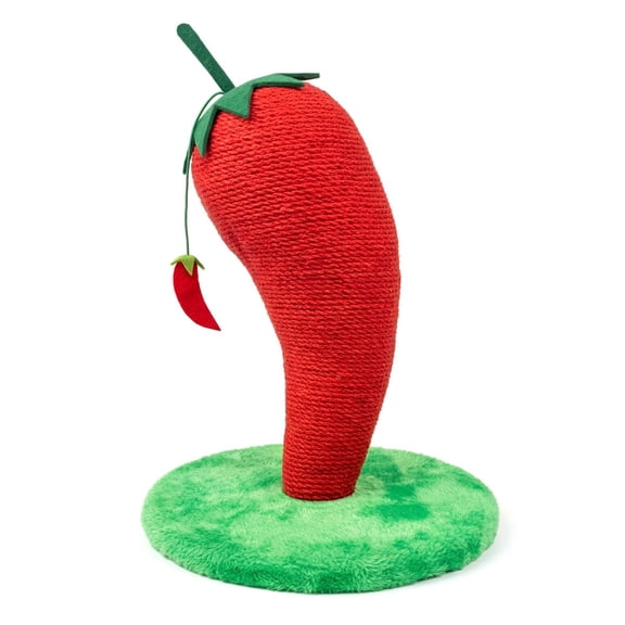 Majestic Pet Chili Pepper Cat Scratching Post with Sisal Surface and Hanging Toy